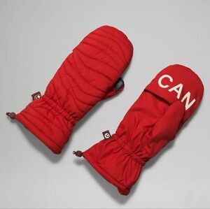 NEW LULULEMON TEAM CANADA QUILTED MITTENS on STRING PRIMALOFT INSULATED RED L/XL